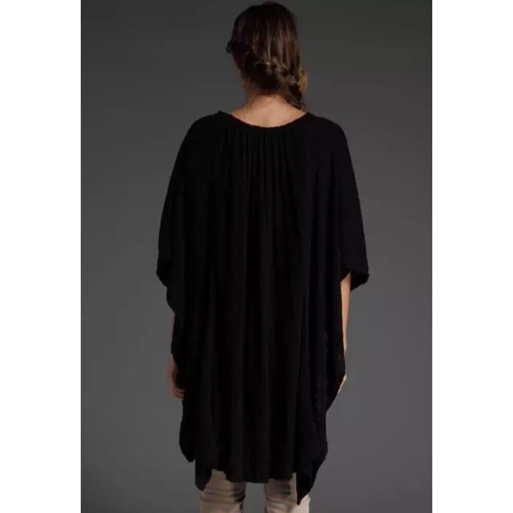 Free People Frontier Cape Black Slip on Coat Sweaters Cover Warm High Low Uneven - Picture 4 of 10